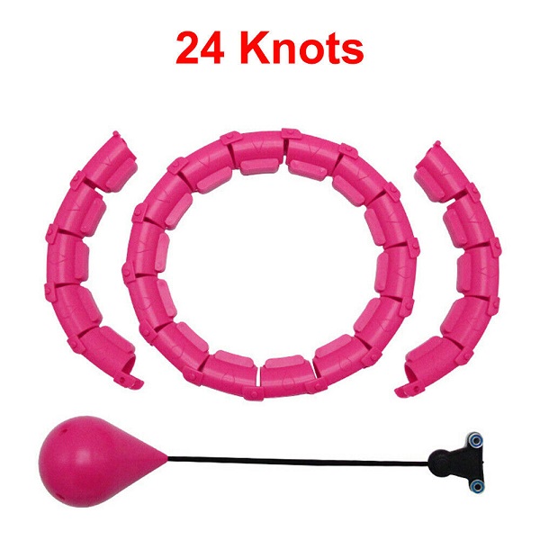 24 Knots Fitness Smart Hula Hoop Detachable Hoops Lose Weight Sports Pink 